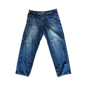 Vecta Sport Vintage‎ Y2K Embroidered Blue Jeans Men's 43 Inseam 32.5"